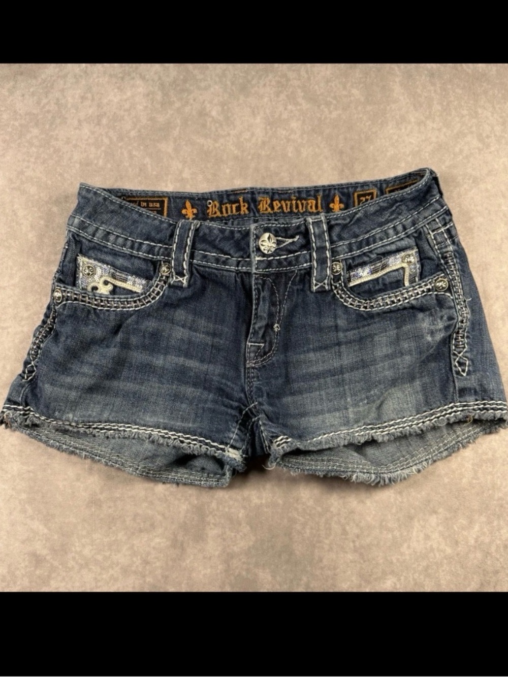 Rock Revival Faded Blue Denim Cutoff Shorts